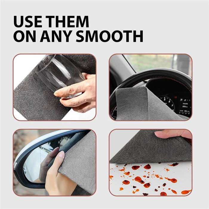 JUE-FISH JUB01-A038-5-GY1 5Pcs Magic Cleaning Cloth for Windows / Cups / Car Windshield Wet / Dry Use - 4