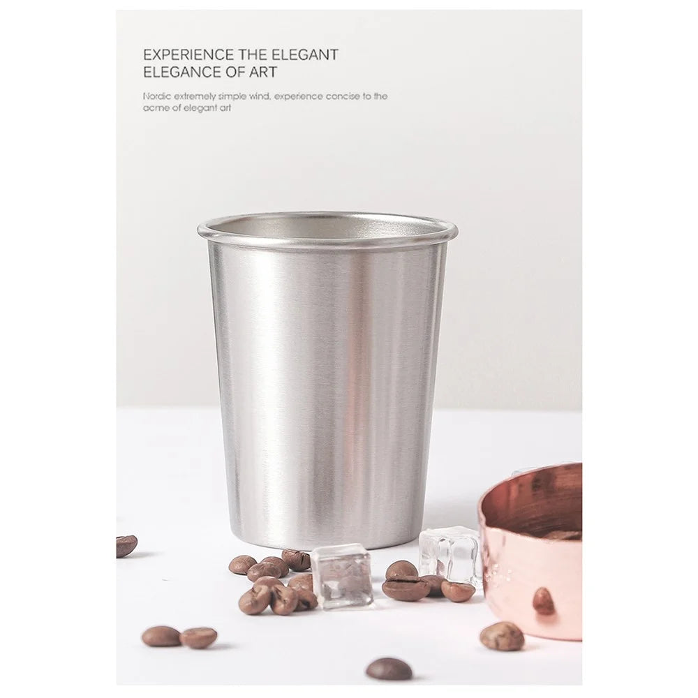 350ml 304 Stainless Steel Beer Coffee Mug Home Outdoor Camping Tapered Cup with Rolled Edge (BPA Free, No FDA) - 5