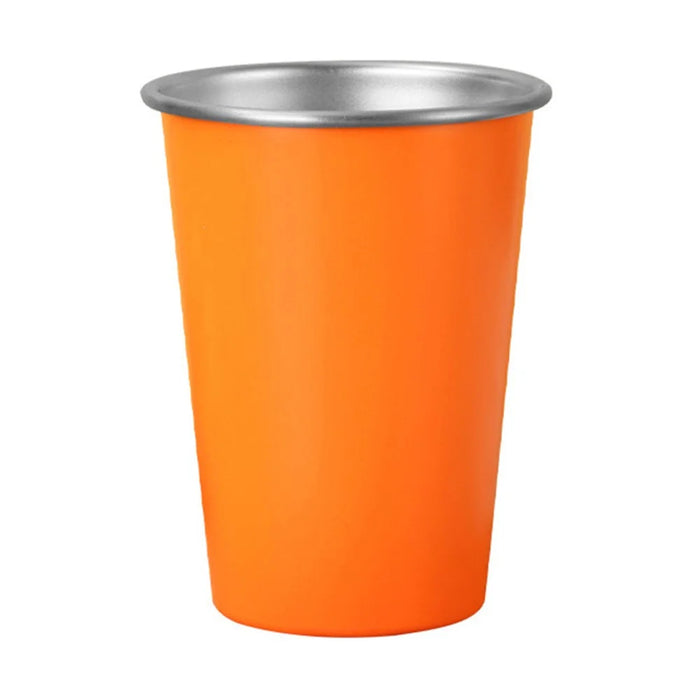 304 Stainless Steel Beer Mug 480ml Portable Single Layer Rolled Edge Cold Drink Cup - Orange - 1