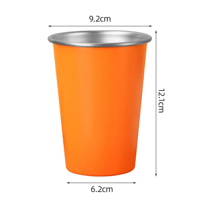 304 Stainless Steel Beer Mug 480ml Portable Single Layer Rolled Edge Cold Drink Cup - Orange - 7