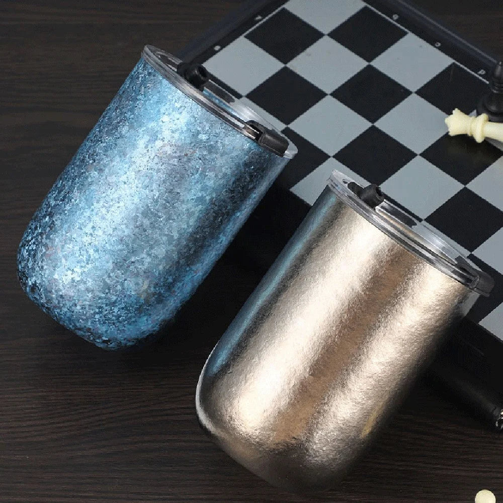 260ml Pure Titanium Double Wall Beer Mug Insulated Frost Flower Design Hot Cold Drinks Cup (BPA Free, No FDA) - Natural Color - 5