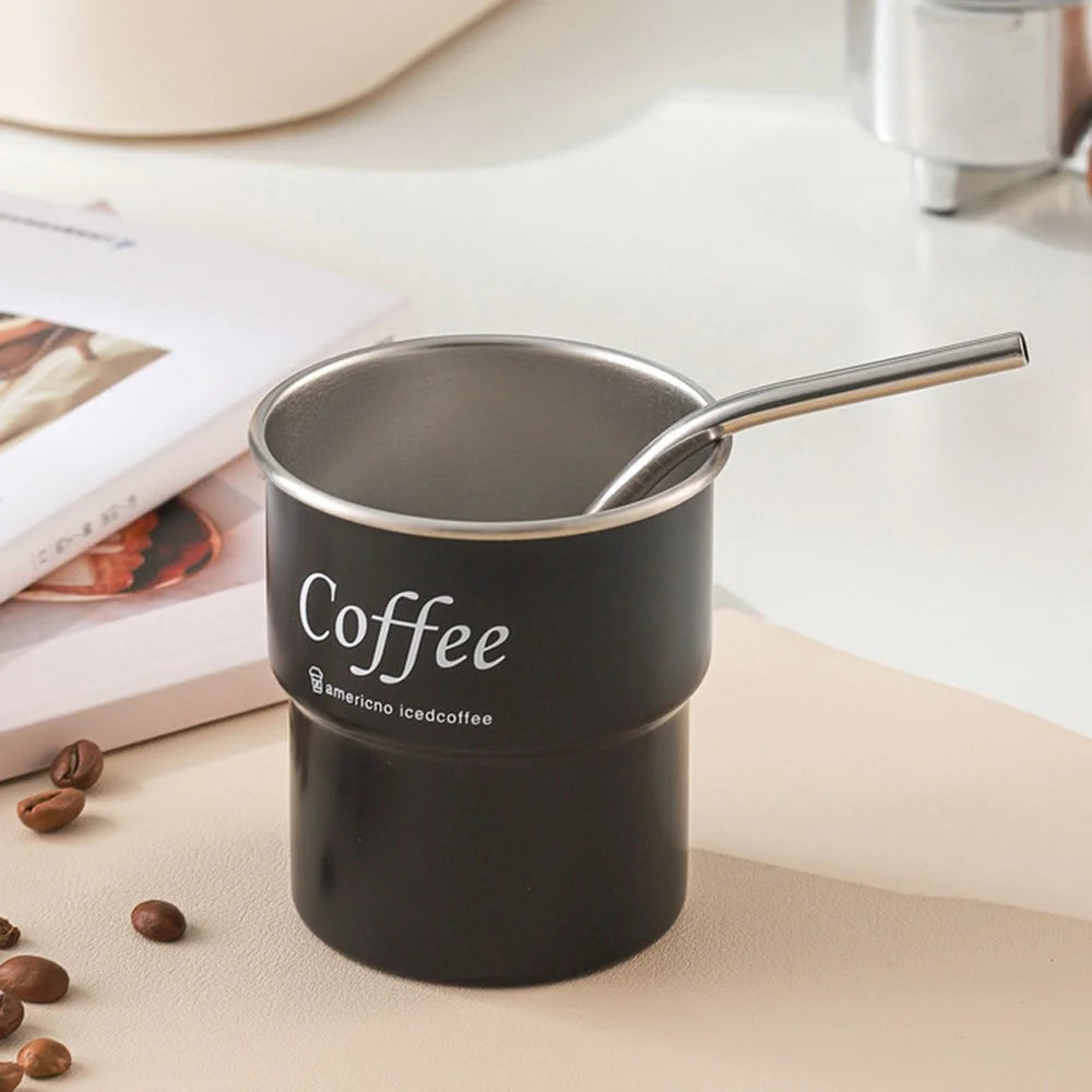 Single Layer 304 Stainless Steel Coffee Mug Portable Outdoor Camping Beer Cup with Lid and Straw (BPA Free, No FDA) - Stainless Steel Color - 5