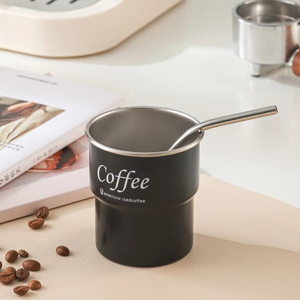 Single Layer 304 Stainless Steel Coffee Mug Outdoor Camping Beer Cup with Cup Sleeve + Lid + Straw (BPA Free, No FDA) - Beige - 4