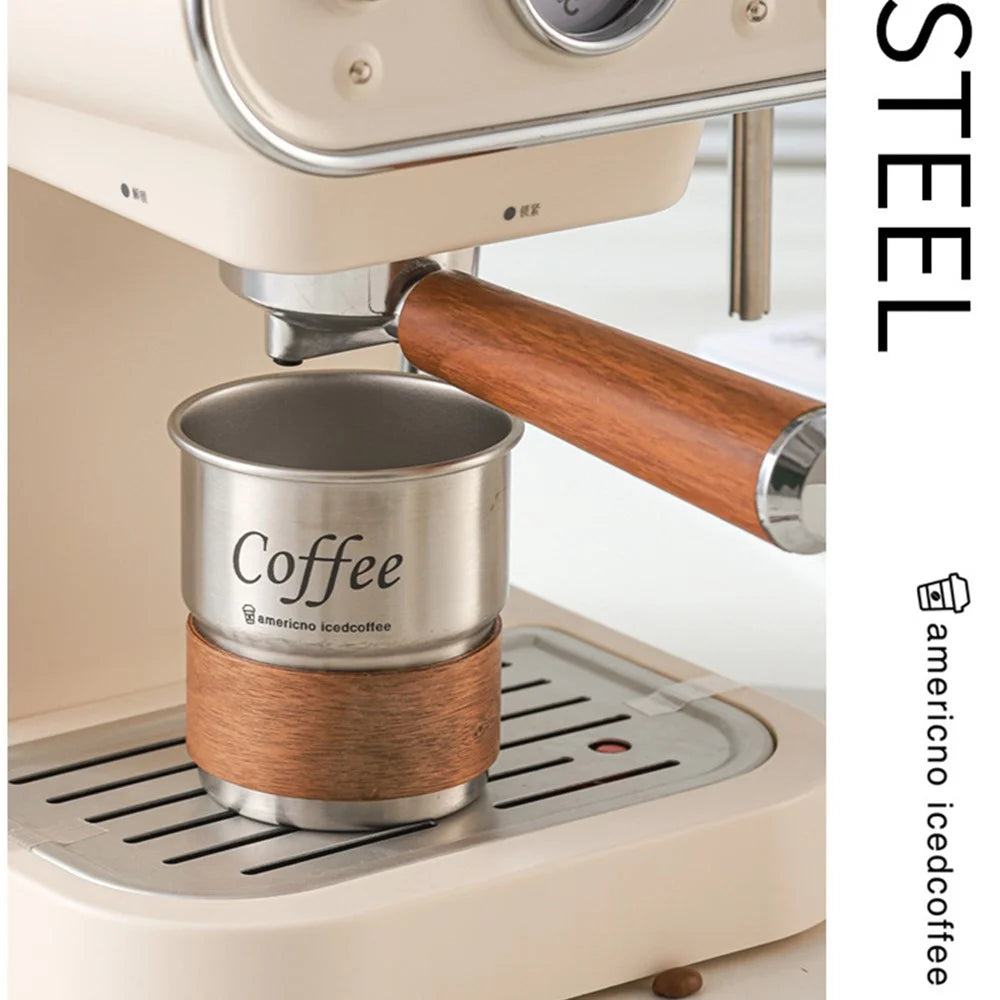 Single Layer 304 Stainless Steel Coffee Mug Portable Beer Cup with Wooden Sleeve for Camping (BPA Free, No FDA) - Steel Color - 2