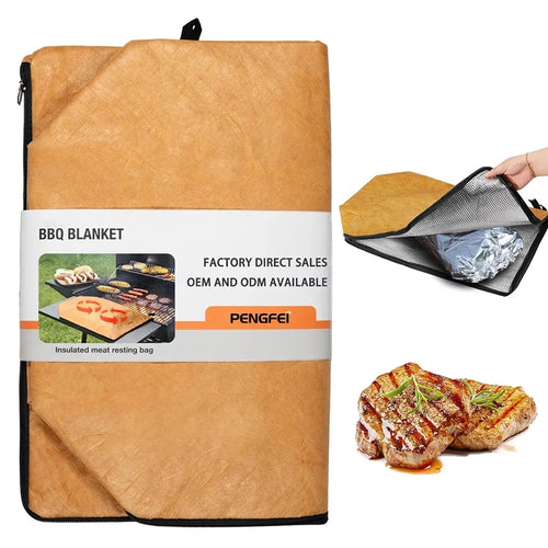 Grill Mat BBQ Insulated Bag Meat Heat Resistant Storage Pouch Barbecue Aluminum Foil Insulation Pack (BPA Free, No FDA) - 1