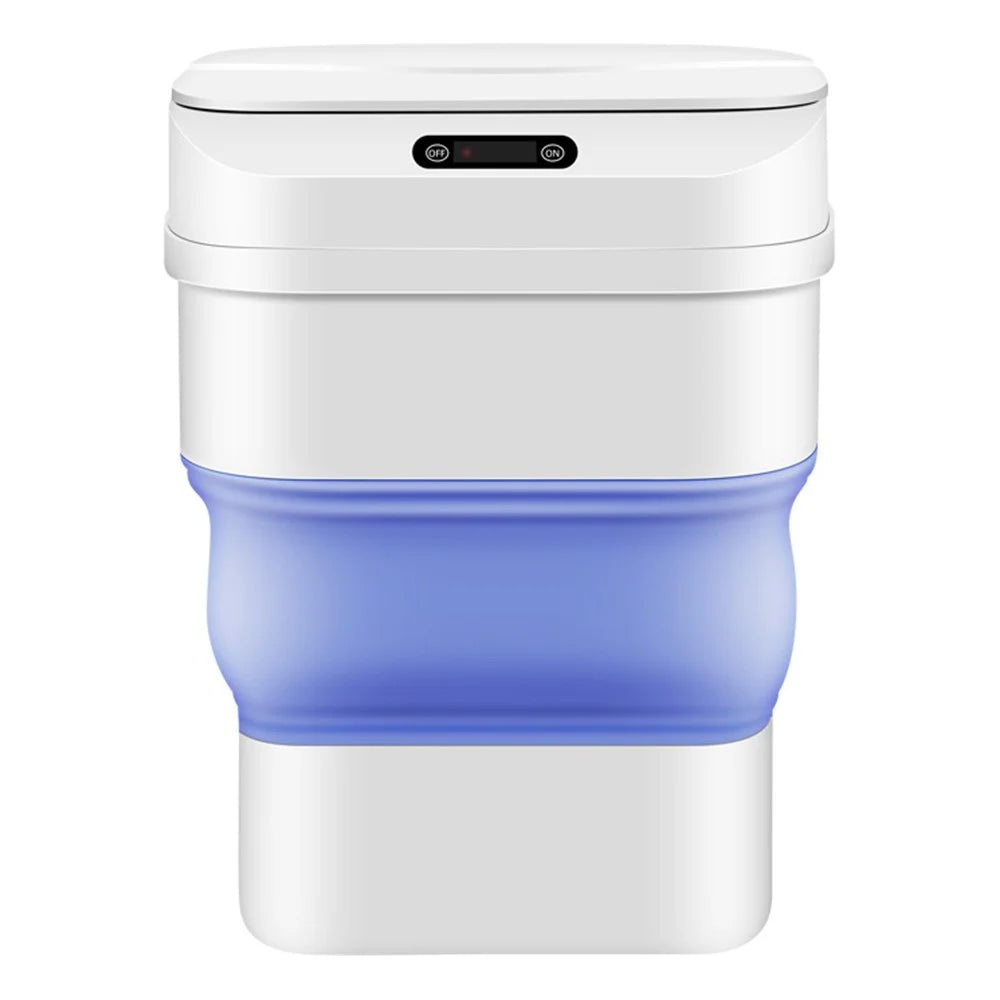 Smart Folding Sensor Trash Can Home Living Room Bedroom Kitchen 17.5L Automatic Garbage Bin - Blue - 1