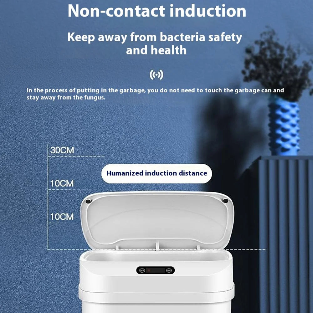 Smart Folding Sensor Trash Can Home Living Room Bedroom Kitchen 17.5L Automatic Garbage Bin - Blue - 4