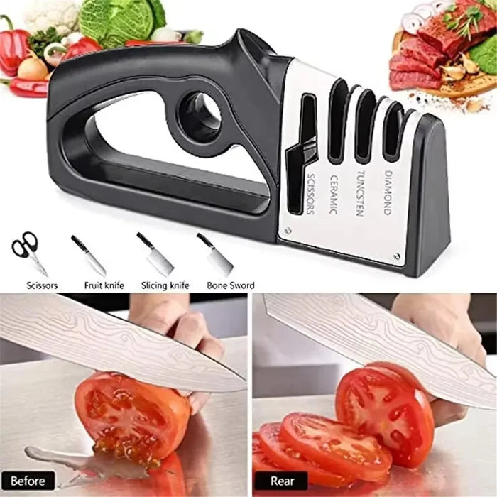 4 In 1 Multifunction Kitchen Knife Quick Sharpener Handheld Multi-Stage Sharpening Tool - 4