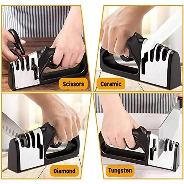 4 In 1 Multifunction Kitchen Knife Quick Sharpener Handheld Multi-Stage Sharpening Tool - 5
