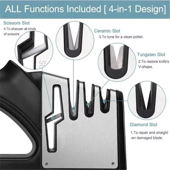 4 In 1 Multifunction Kitchen Knife Quick Sharpener Handheld Multi-Stage Sharpening Tool - 7