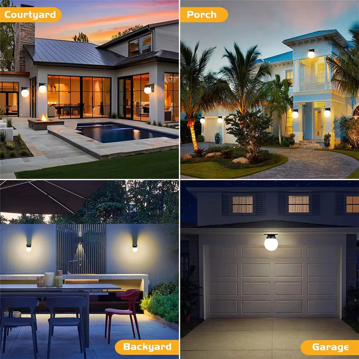 Solar Wall Light 3 Color Adjustable Outdoor IP65 Waterproof Garden Patio Ambiance Lamp - 6