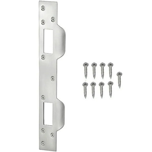 Heavy Duty Doors Metal Latch Plate Reinforcer Double Hole Strike Plate Security Latch Sheet - White - 1
