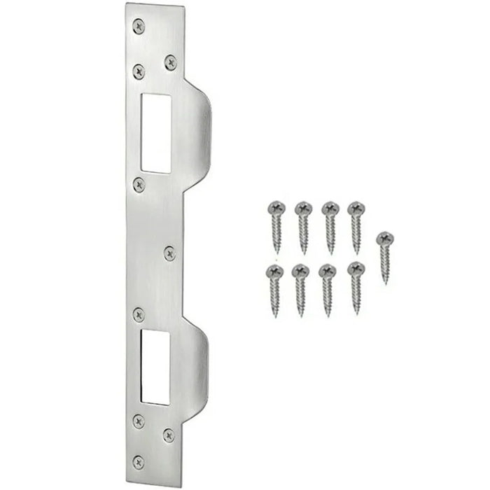 Heavy Duty Doors Metal Latch Plate Reinforcer Double Hole Strike Plate Security Latch Sheet - White - 1