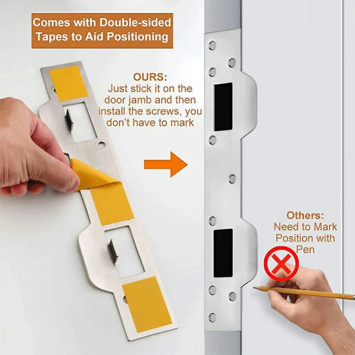 Heavy Duty Doors Metal Latch Plate Reinforcer Double Hole Strike Plate Security Latch Sheet - White - 3