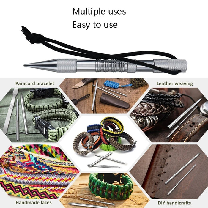 6-In-1 Marlin Spike Set Leathercraft Lacing Needles Stitching Needles Smoothing Tool Marlinspike Kit - Silver - 4