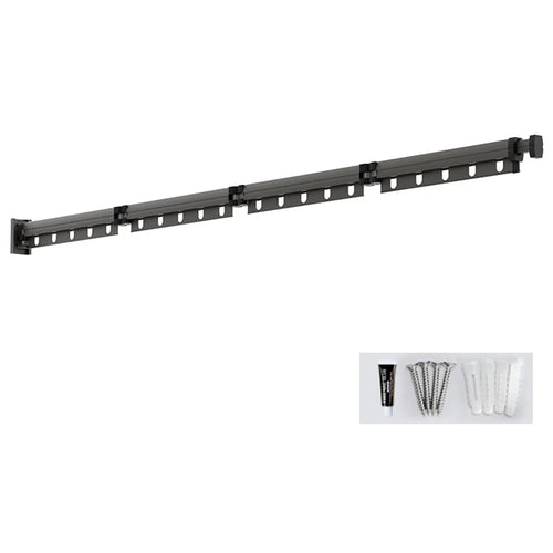 Folding Balcony Clothes Drying Rack 4 Sections Retractable Laundry Hanger for Window / Indoor - Tarnish - 1