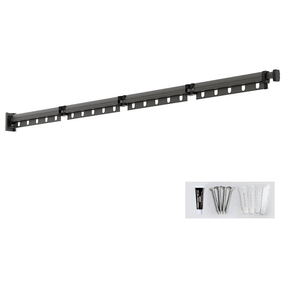Folding Balcony Clothes Drying Rack 4 Sections Retractable Laundry Hanger for Window / Indoor - Tarnish - 1