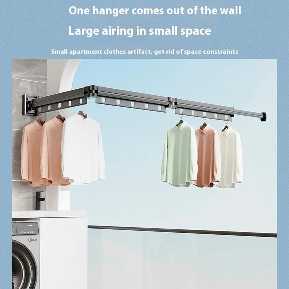 3 Sections Folding Clothes Drying Rack Wall Mounted Laundry Hanger for Balcony / Bathroom - Tarnish - 3