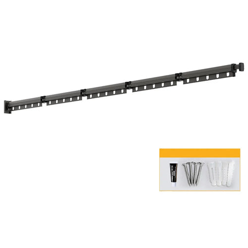 5 Sections Folding Clothes Drying Rack Wall Mounted Laundry Hanger for Balcony / Bathroom - Tarnish - 1