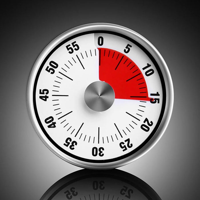 Stainless Steel Kitchen Timer Mechanical Countdown Clock for Baking / Student Time Management / Reminder - Red - 5