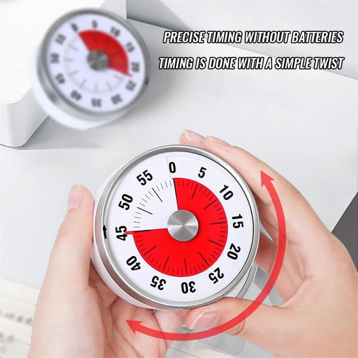 Stainless Steel Kitchen Timer Mechanical Countdown Clock for Baking / Cooking / Studying - White Base - 4