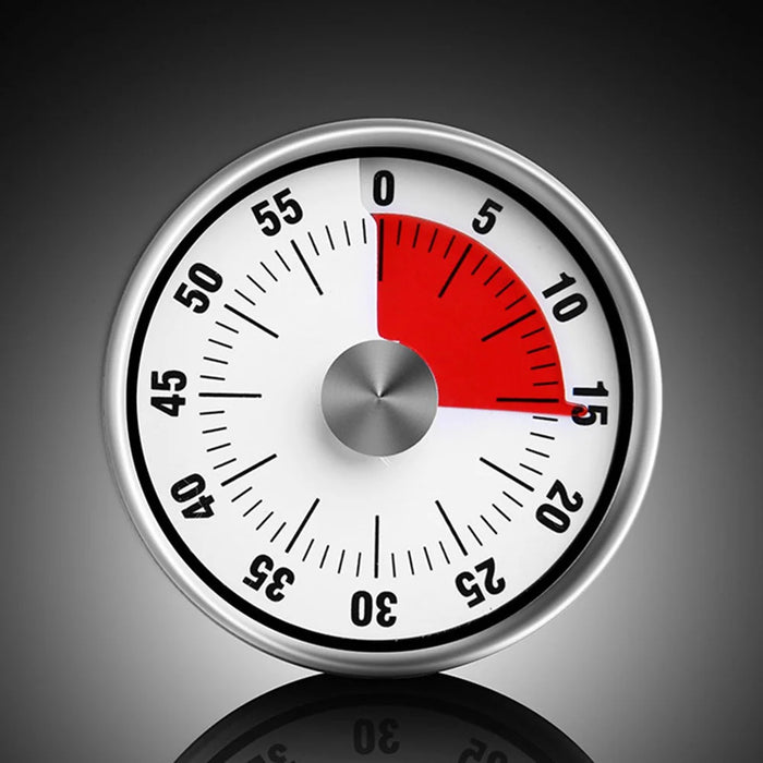 Stainless Steel Kitchen Timer Mechanical Countdown Clock for Baking / Cooking / Studying - White Base - 5
