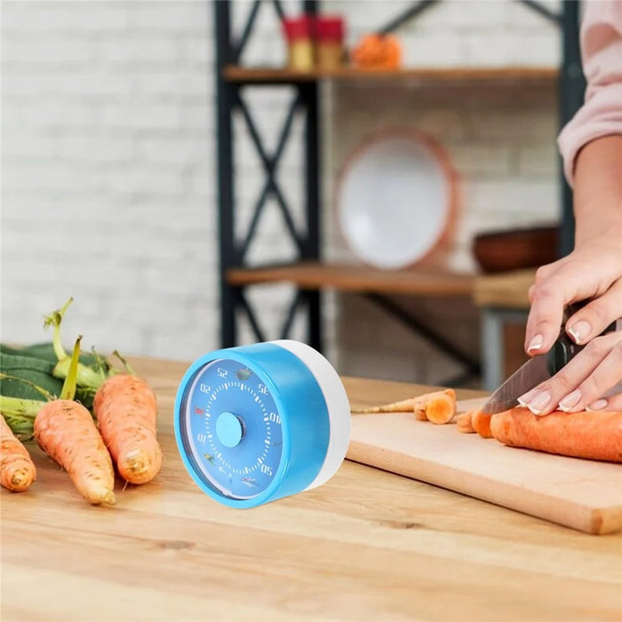 Stainless Steel Kitchen Timer Mechanical Countdown Clock with Magnetic Base for Baking / Time Management - Blue - 5