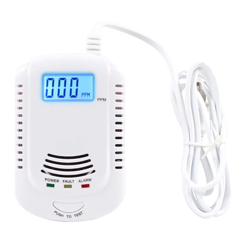 XY-808COM Carbon Monoxide Alarm Detector Compound Type Fuel Gas Monitor CO Sensor with LCD Display - US Plug - 1