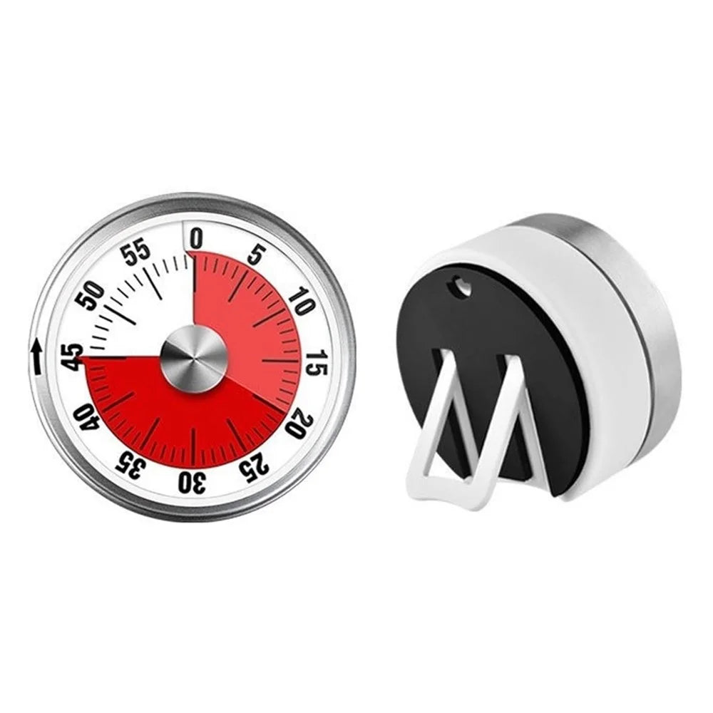 Mechanical Kitchen Timer with Stand / Magnetic Base Visual Countdown for Students / Cooking Loud Alarm - White - 1