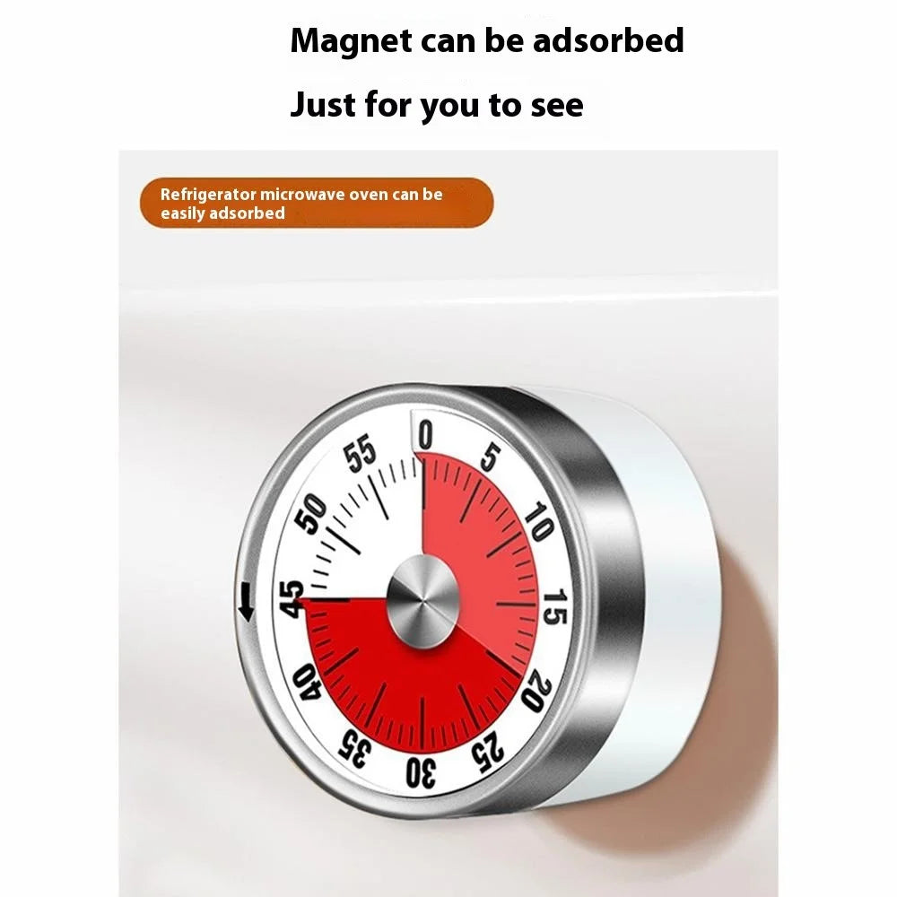 Mechanical Kitchen Timer with Stand / Magnetic Base Visual Countdown for Students / Cooking Loud Alarm - White - 3