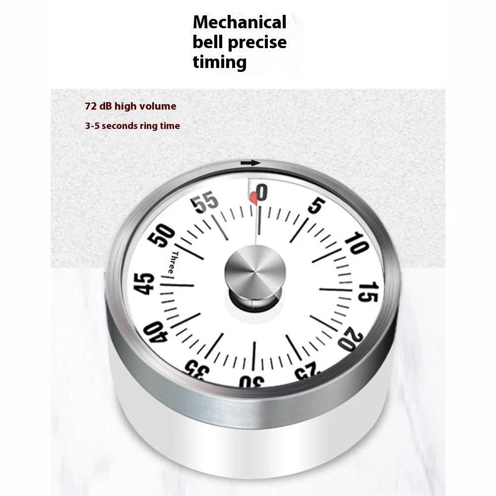 Mechanical Kitchen Timer with Stand / Magnetic Base Visual Countdown for Students / Cooking Loud Alarm - White - 4