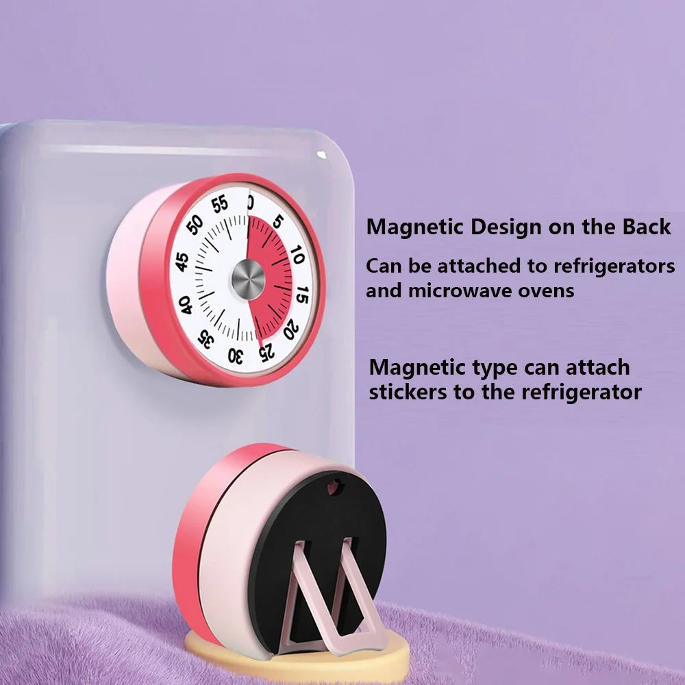Mechanical Kitchen Timer with Stand / Magnetic Base Visual Countdown for Students / Cooking Loud Alarm - White - 6