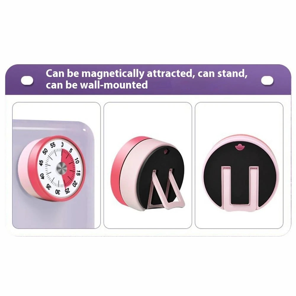 Mechanical Kitchen Timer with Stand / Magnetic Base Visual Countdown for Students / Cooking Loud Alarm - White - 7