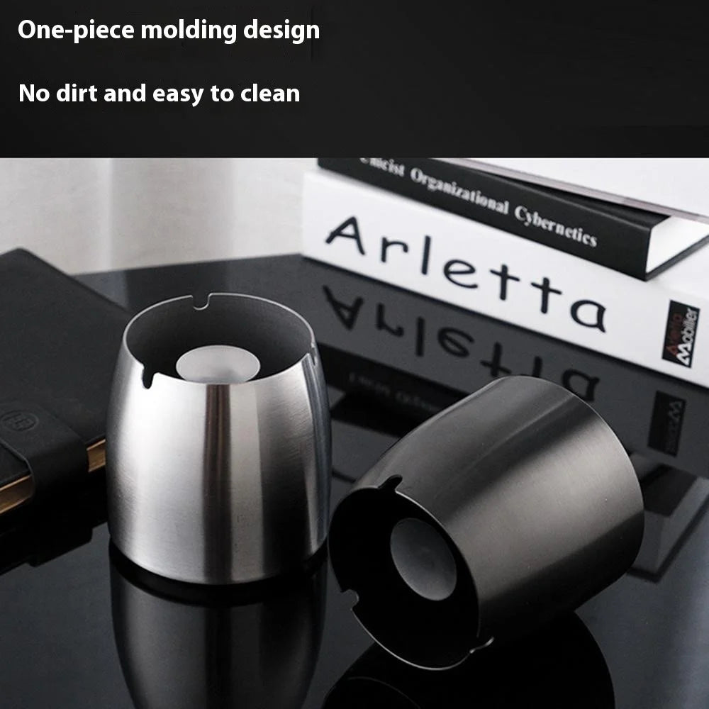 Stainless Steel Ashtray Medium Size Thickened Cigarette Holder Anti Flying Ash Shatterproof Without Lid - 4