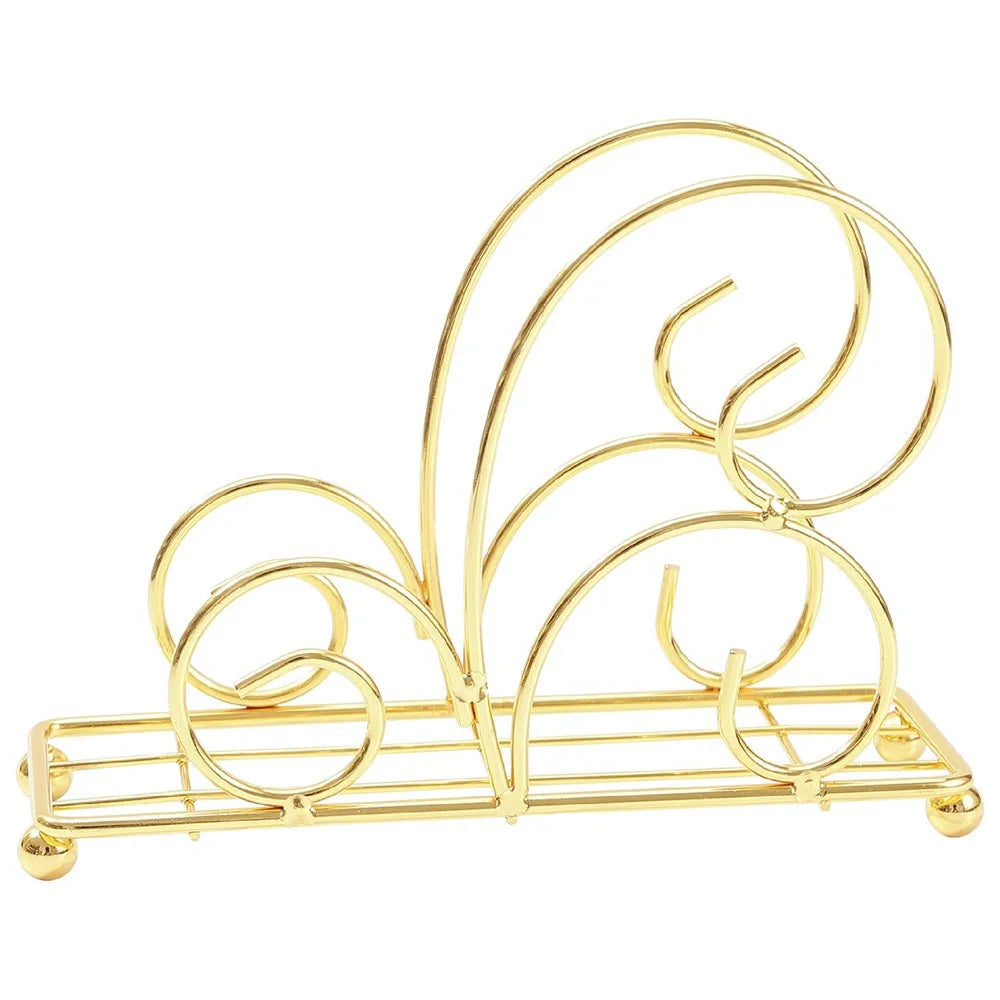 Iron Napkin Holder Metal Tissue Dispenser for Cafe / Hotel / Restaurant Table Organizer - Gold - 1