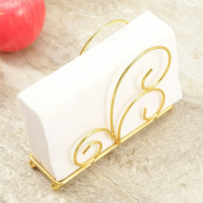 Iron Napkin Holder Metal Tissue Dispenser for Cafe / Hotel / Restaurant Table Organizer - Gold - 2