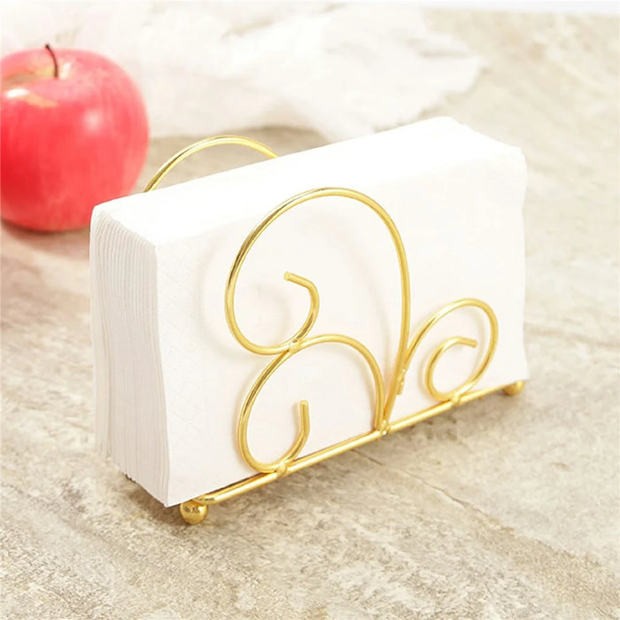 Iron Napkin Holder Metal Tissue Dispenser for Cafe / Hotel / Restaurant Table Organizer - Gold - 3