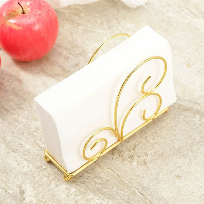 Iron Napkin Holder Metal Tissue Dispenser for Cafe / Hotel / Restaurant Table Organizer - Gold - 4