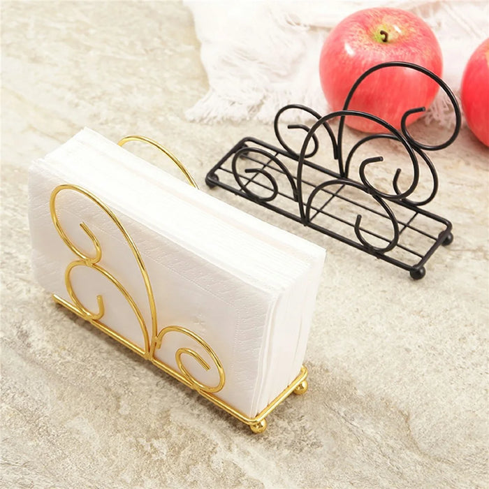 Iron Napkin Holder Metal Tissue Dispenser for Cafe / Hotel / Restaurant Table Organizer - Gold - 7