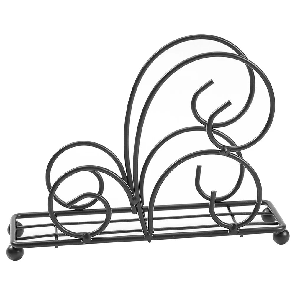 Iron Napkin Holder Metal Tissue Dispenser for Cafe / Hotel / Restaurant Table Organizer - Black - 1