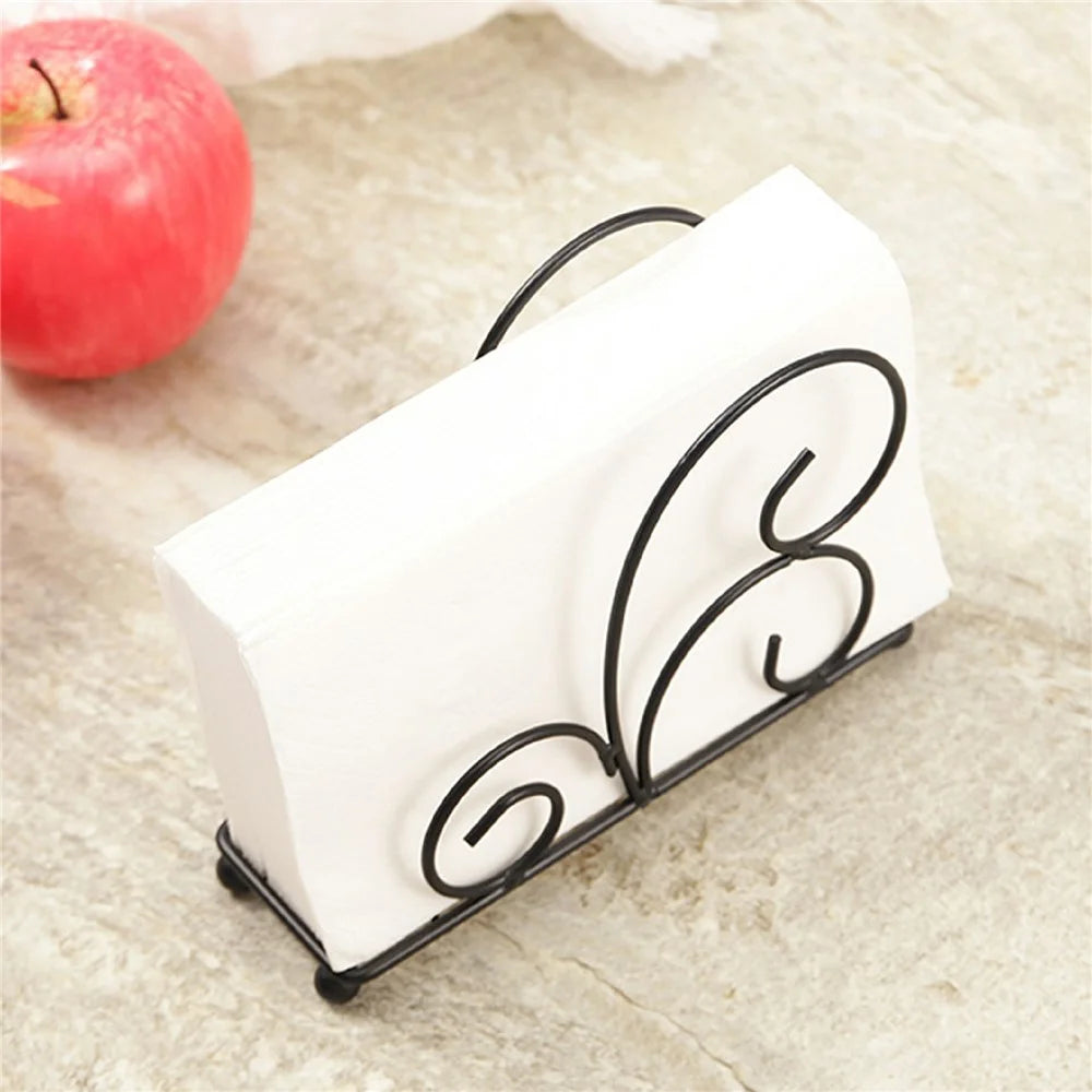 Iron Napkin Holder Metal Tissue Dispenser for Cafe / Hotel / Restaurant Table Organizer - Black - 2