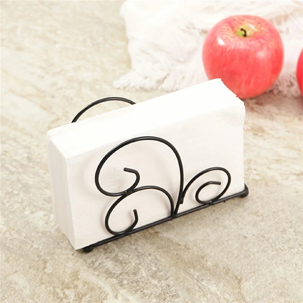 Iron Napkin Holder Metal Tissue Dispenser for Cafe / Hotel / Restaurant Table Organizer - Black - 3