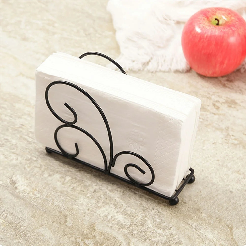 Iron Napkin Holder Metal Tissue Dispenser for Cafe / Hotel / Restaurant Table Organizer - Black - 4