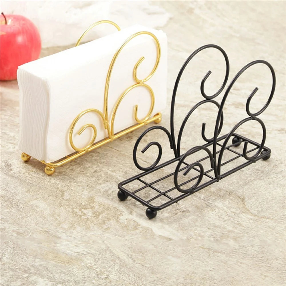 Iron Napkin Holder Metal Tissue Dispenser for Cafe / Hotel / Restaurant Table Organizer - Black - 5