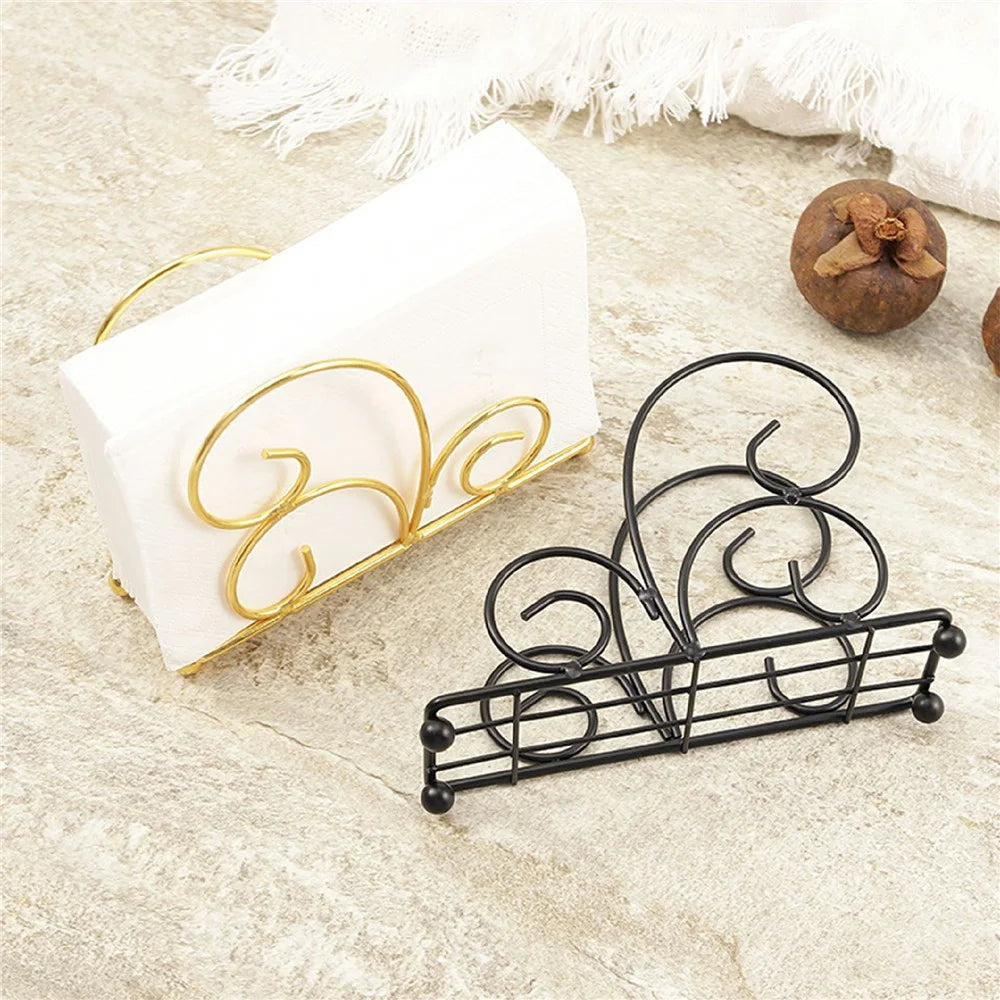 Iron Napkin Holder Metal Tissue Dispenser for Cafe / Hotel / Restaurant Table Organizer - Black - 7