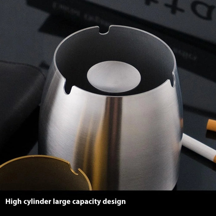 Stainless Steel Ashtray Anti-Fly Ash Shatterproof Thickened Ash Container Large Size with Lid - 7