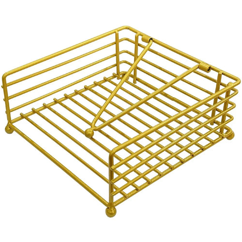 Hollow Out Square Napkin Holder Stand for Restaurant Cafe Hotel Tissue Dispenser Table Decor, Gold - 1