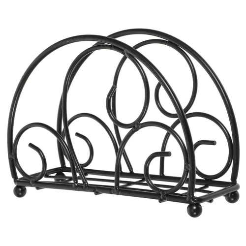 Iron Napkin Holder Half Round Metal Tissue Dispenser Table Organizer Decorative Paper Towel Stand - Black - 1