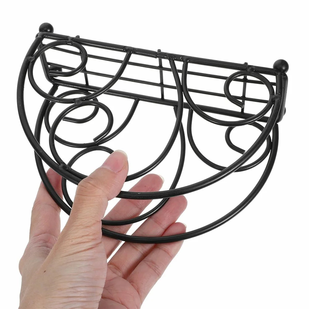 Iron Napkin Holder Half Round Metal Tissue Dispenser Table Organizer Decorative Paper Towel Stand - Black - 5