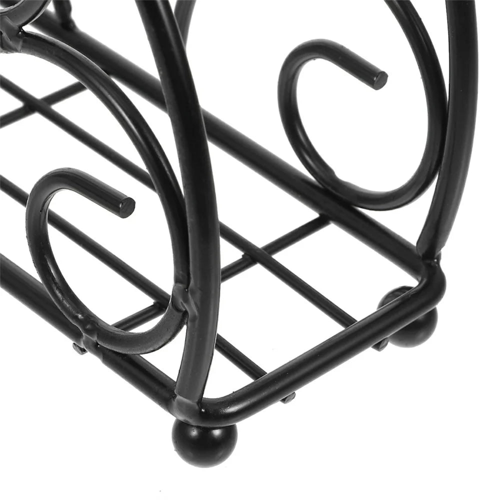 Iron Napkin Holder Half Round Metal Tissue Dispenser Table Organizer Decorative Paper Towel Stand - Black - 6